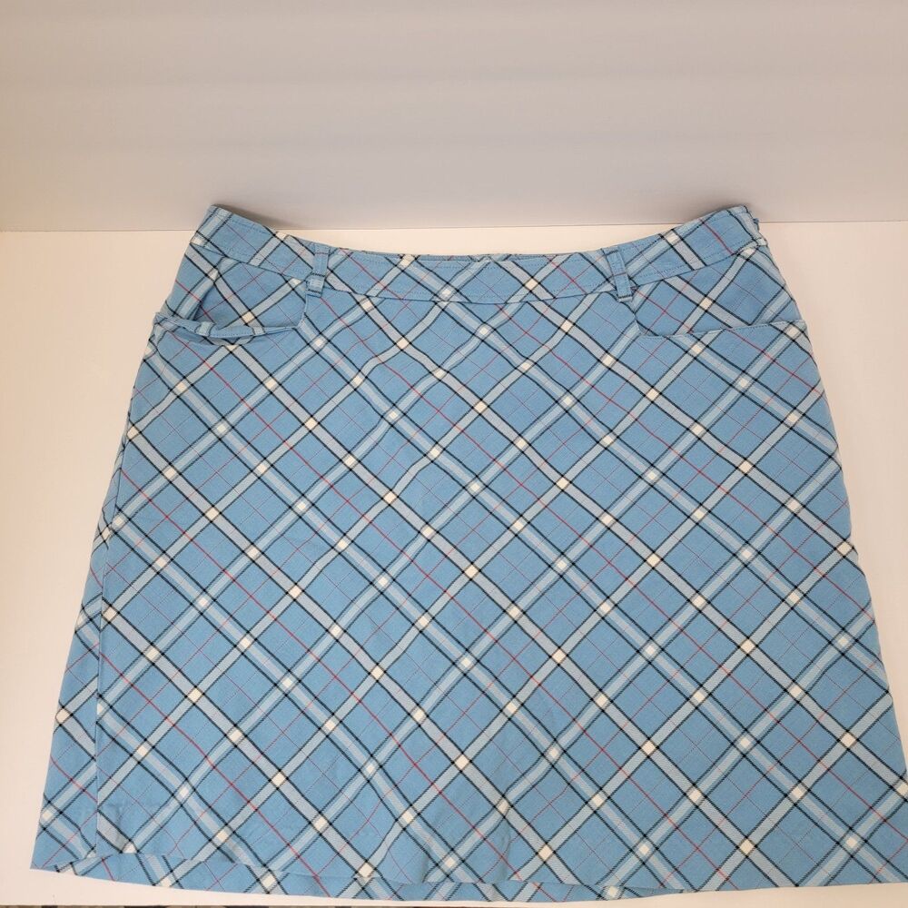 Fairway & Greene Womens Blue Plaid Cotton/Spandex Golf Tennis Skorts 12